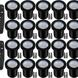Set de 20 focos empotrables para jardín con control remoto, luz cálida y fría ajustable, impermeables IP67, 12W, incluye conectores ⚡🌳🏠