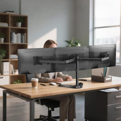 Soporte Triple para Monitores de 13 a 27 pulgadas con Base Libre y Gestión de Cables 🖥️🛠️✨ - Imagen 2
