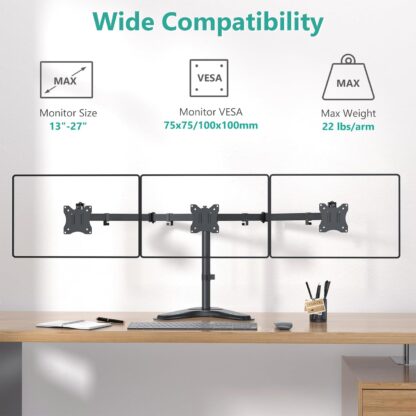 Soporte Triple para Monitores de 13 a 27 pulgadas con Base Libre y Gestión de Cables 🖥️🛠️✨ - Imagen 7