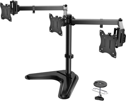 Soporte Triple para Monitores de 13 a 27 pulgadas con Base Libre y Gestión de Cables 🖥️🛠️✨