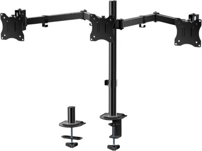 Soporte Triple para Monitores de 13 a 27 pulgadas con Brazo Ajustable y Base de Abrazadera o Grommet 🖥️🖥️🖥️ - Imagen 2