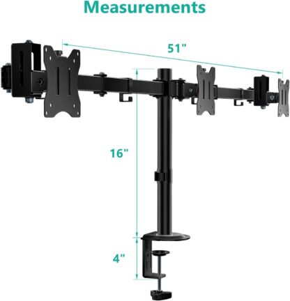 Soporte Triple para Monitores de 13 a 27 pulgadas con Brazo Ajustable y Base de Abrazadera o Grommet 🖥️🖥️🖥️ - Imagen 3