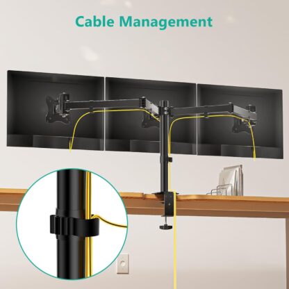Soporte Triple para Monitores de 13 a 27 pulgadas con Brazo Ajustable y Base de Abrazadera o Grommet 🖥️🖥️🖥️ - Imagen 4