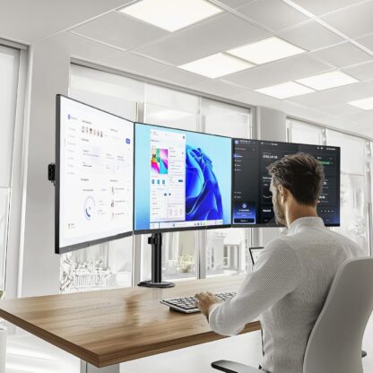 Soporte Triple para Monitores de 13 a 27 pulgadas con Brazo Ajustable y Base de Abrazadera o Grommet 🖥️🖥️🖥️ - Imagen 8