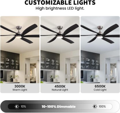 Ventilador de Techo Inteligente 163 cm con Luz LED y Control Remoto 🌀💡📱 - Imagen 5