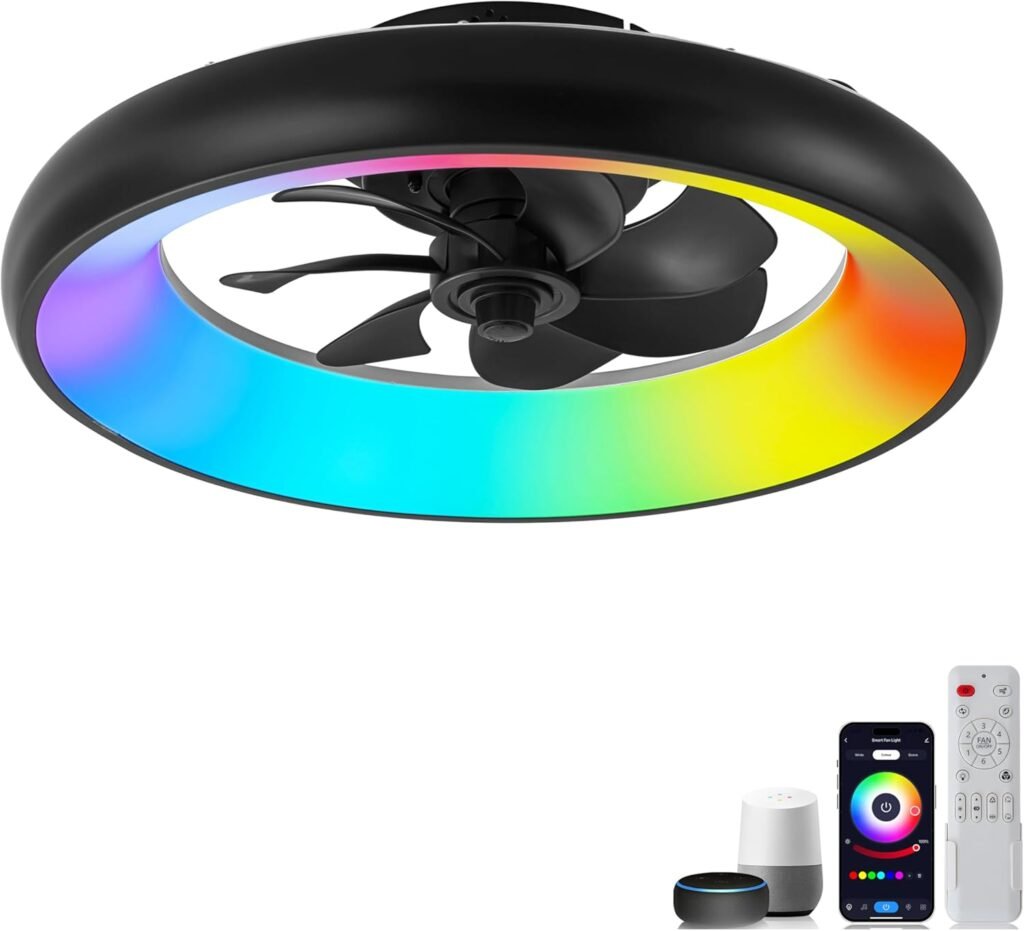Ventilador de Techo de 51 cm - Inteligente con Luz LED RGB, Control por App, Voz y Control Remoto, 6 Velocidades, Motor Reversible y Diseño Moderno 🌀💡
