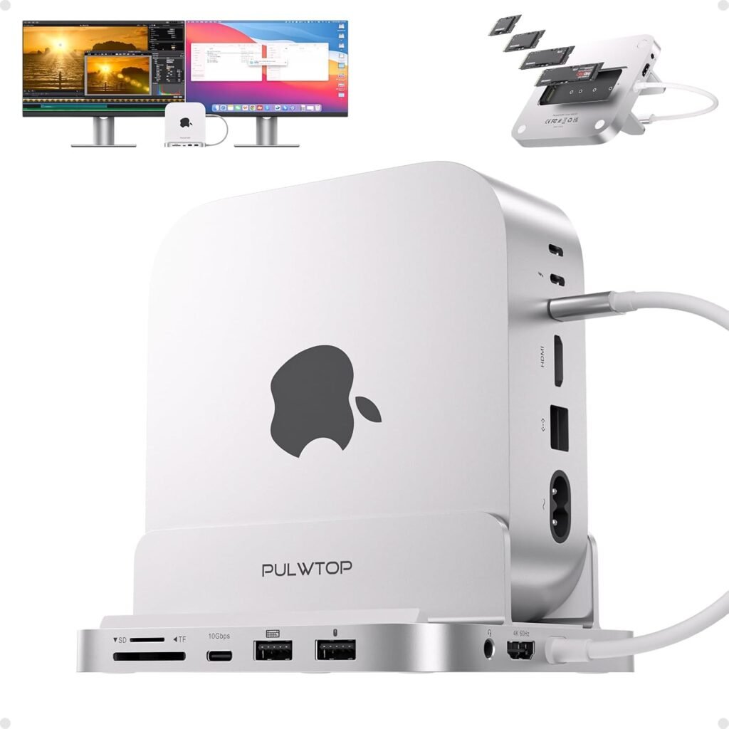 Base vertical con Hub USB-C para Mac Mini M4/M4 Pro con ranura SSD y HDMI 4K ⚡🖥️