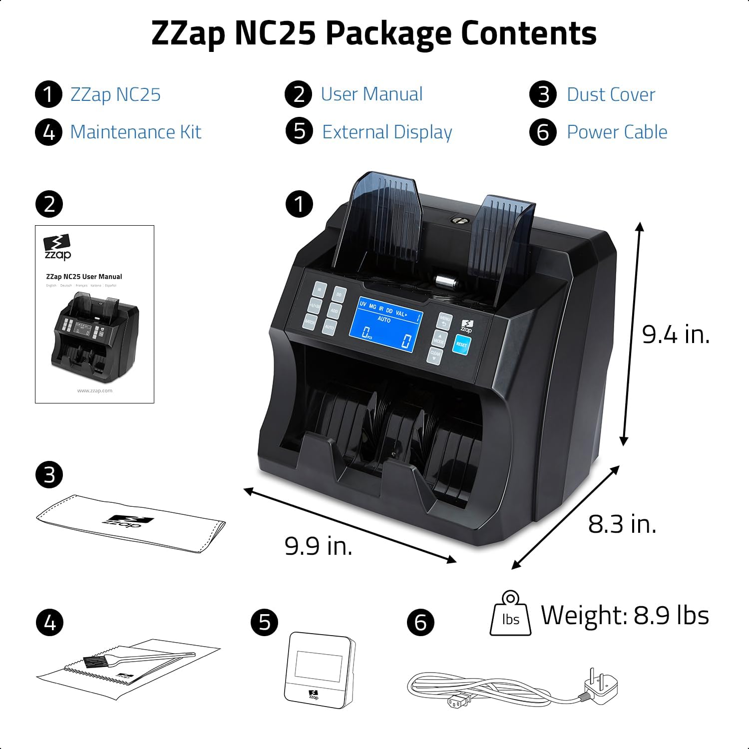 Contadora de Billetes con Detector de Billetes Falsos y Valor Nominal NC25 💵🧾 - Imagen 2