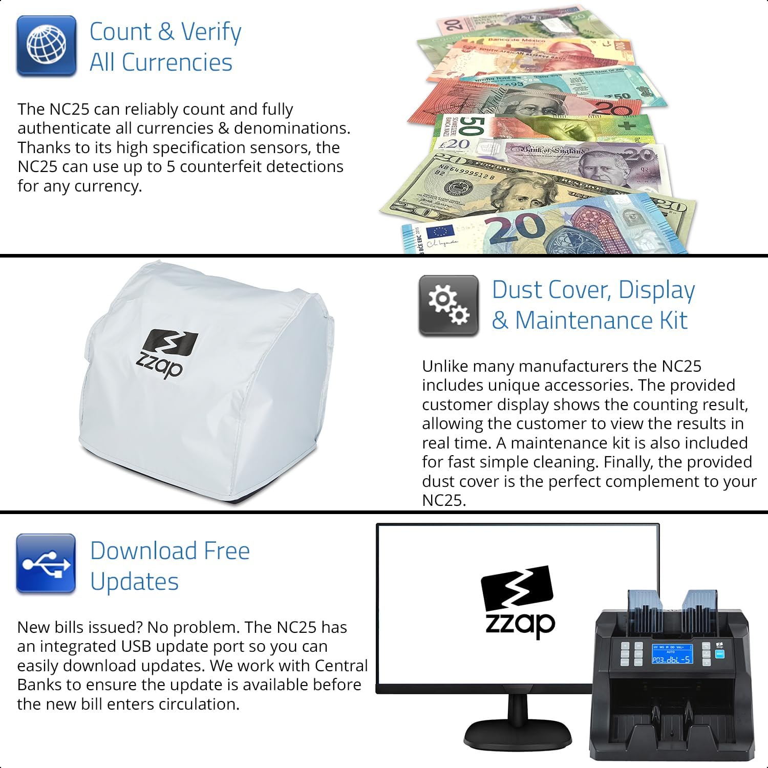 Contadora de Billetes con Detector de Billetes Falsos y Valor Nominal NC25 💵🧾 - Imagen 7