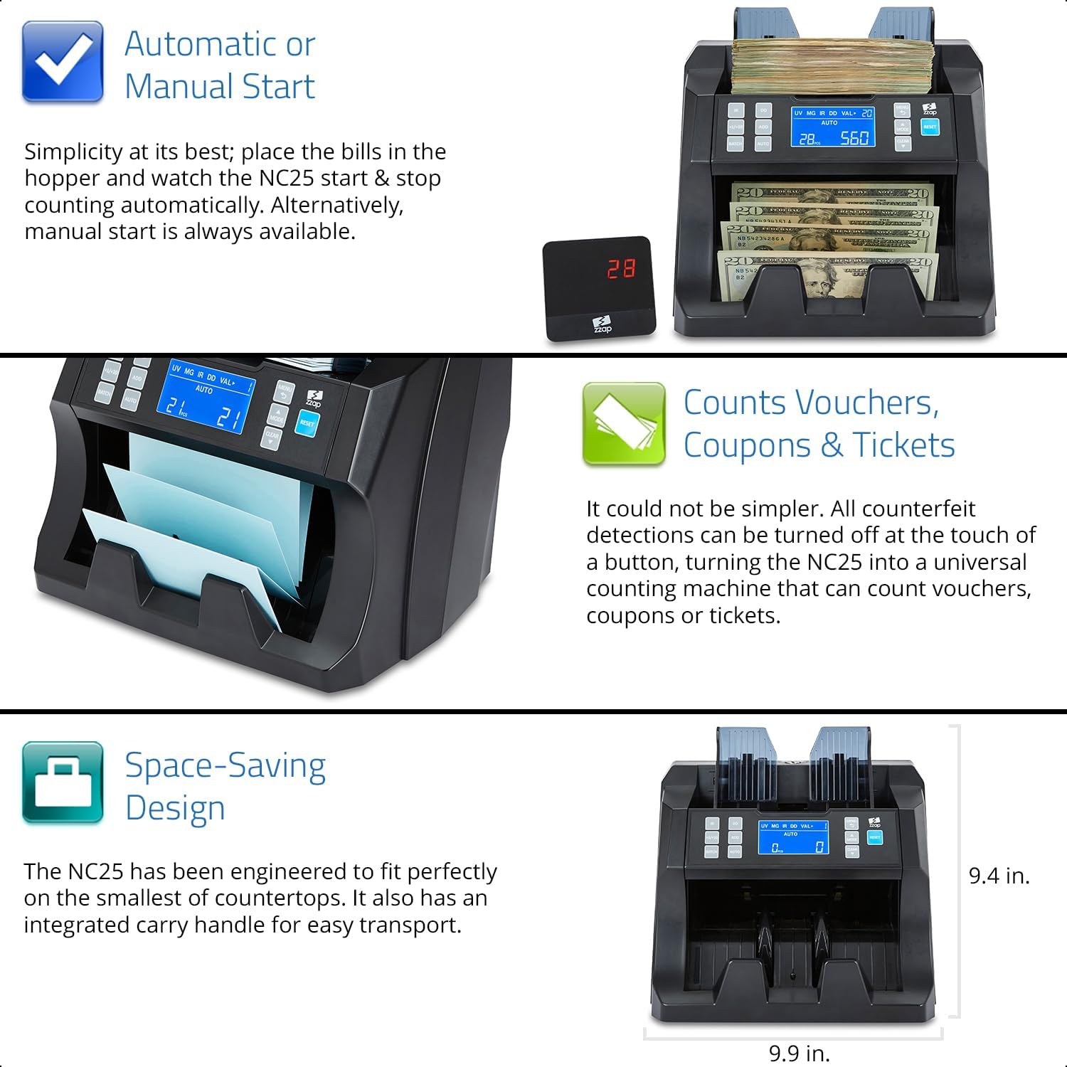 Contadora de Billetes con Detector de Billetes Falsos y Valor Nominal NC25 💵🧾 - Imagen 8