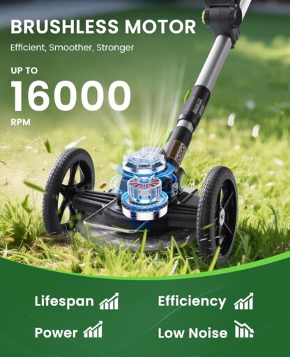 Desbrozadora Eléctrica Inalámbrica 3 en 1 con Rueda y Baterías de 21V ⚡🌿 - Imagen 2