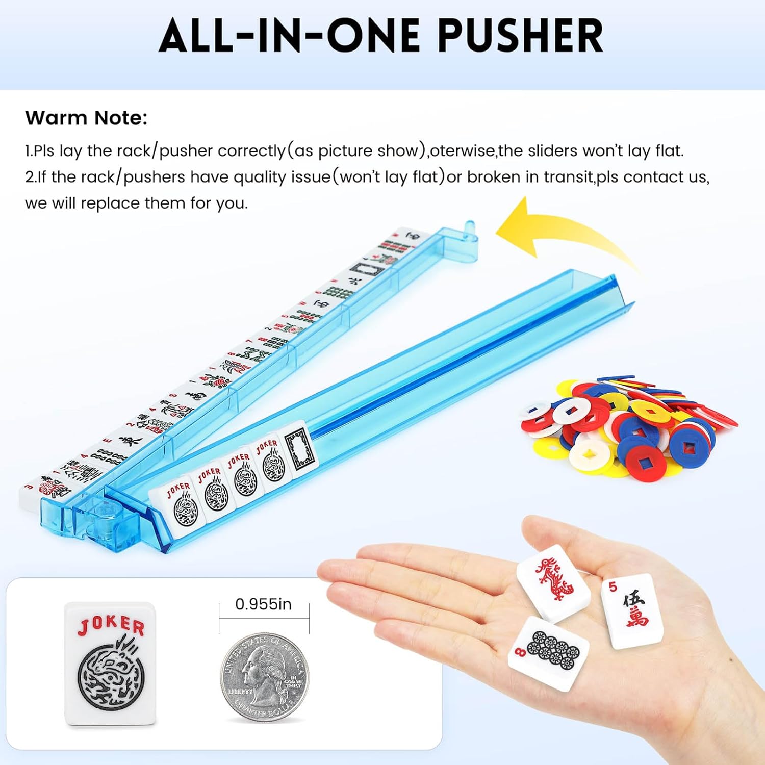 Juego de Mahjong Americano con 166 fichas blancas, 4 bandejas con empujadores, dados y bolsa con flores 🀄👜🎲 - Imagen 6