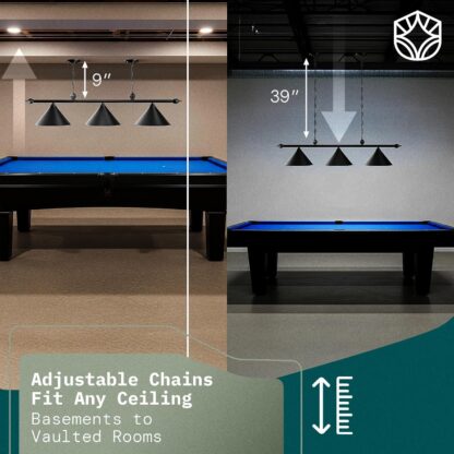 Lámpara Colgante Negra de 3 Luces para Mesa de Billar, 150 cm, Estilo Industrial 🕹️🎱 - Imagen 3