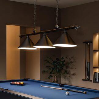 Lámpara Colgante Negra de 3 Luces para Mesa de Billar, 150 cm, Estilo Industrial 🕹️🎱