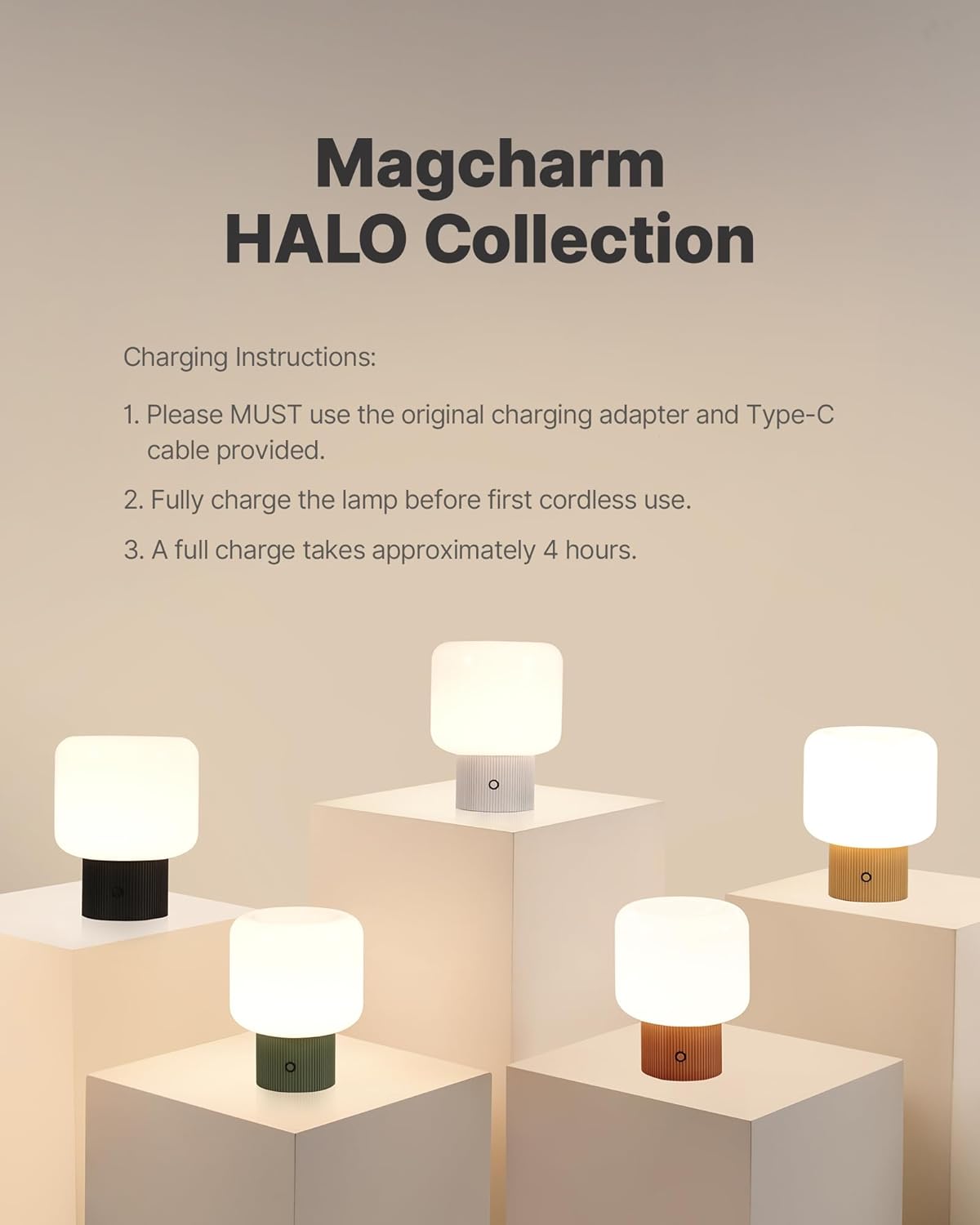 Lámpara Recargable de Mesa Tipo Hongo con Pantalla de Vidrio y 3 Tonos de Luz 🌈🍄 - Imagen 4