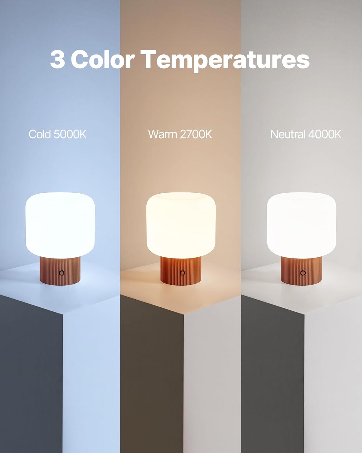 Lámpara Recargable de Mesa Tipo Hongo con Pantalla de Vidrio y 3 Tonos de Luz 🌈🍄 - Imagen 7