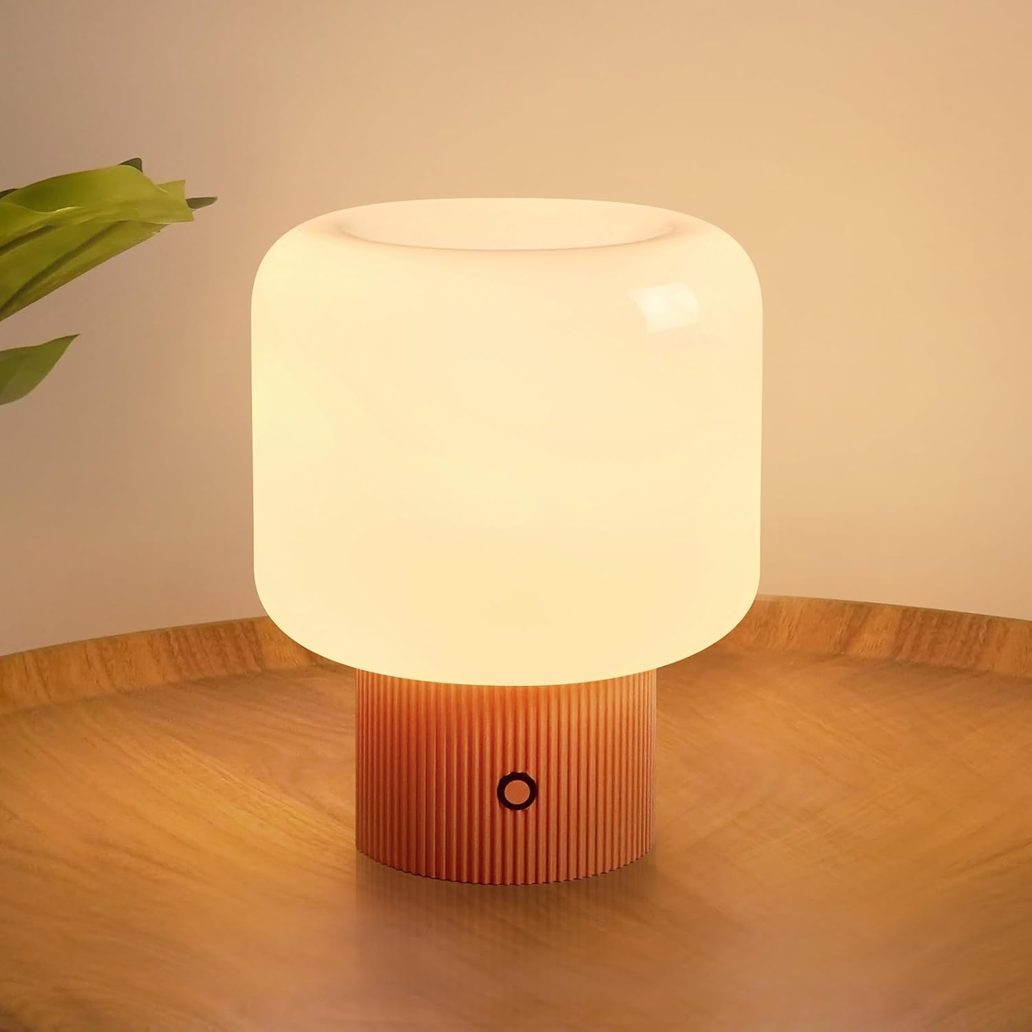 Lámpara Recargable de Mesa Tipo Hongo con Pantalla de Vidrio y 3 Tonos de Luz 🌈🍄