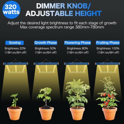 Luz LED de Cultivo 320W para Plantas 🌱💡 - Imagen 4