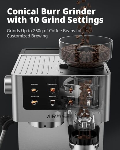 Máquina de Café Espresso con Molino, Vaporizador de Leche y Pantalla Táctil ☕✨ - Imagen 3