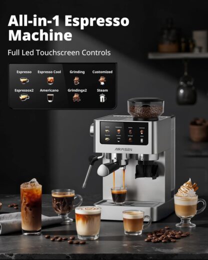 Máquina de Café Espresso con Molino, Vaporizador de Leche y Pantalla Táctil ☕✨ - Imagen 5