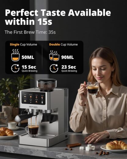 Máquina de Café Espresso con Molino, Vaporizador de Leche y Pantalla Táctil ☕✨ - Imagen 6