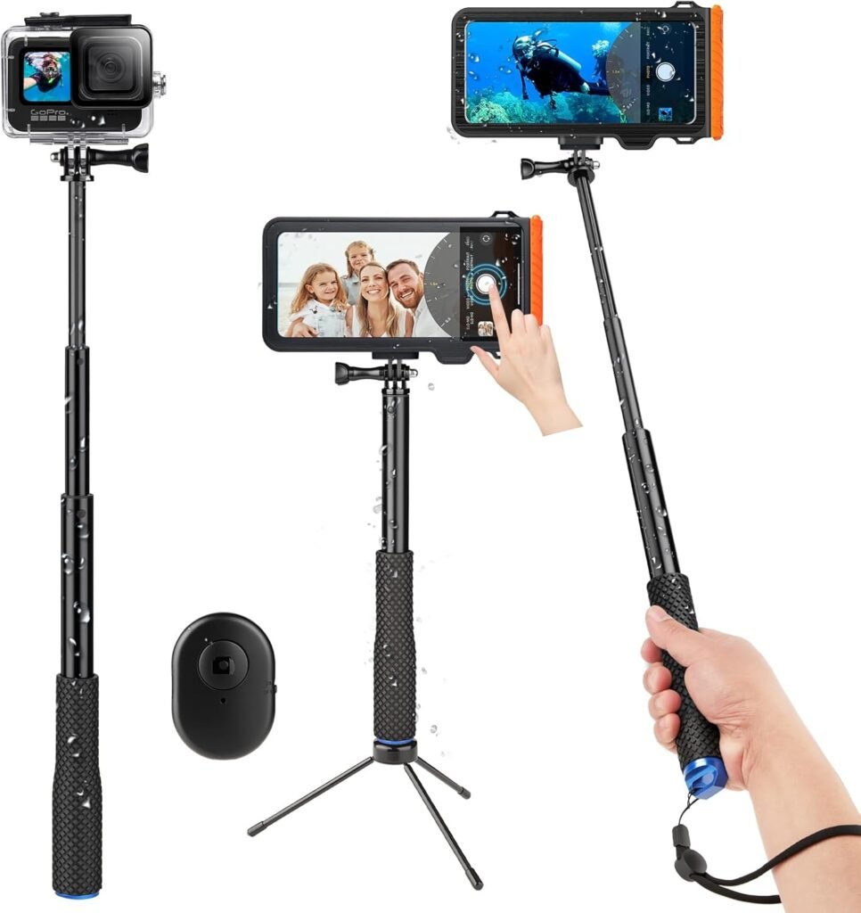 Selfie Stick Bluetooth Impermeable con Trípode y Estuche de Buceo 🌊📸