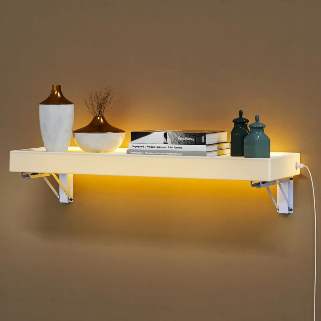 Repisa Flotante con Luz LED Cálida y Diseño Plegable para Interiores ✨📚