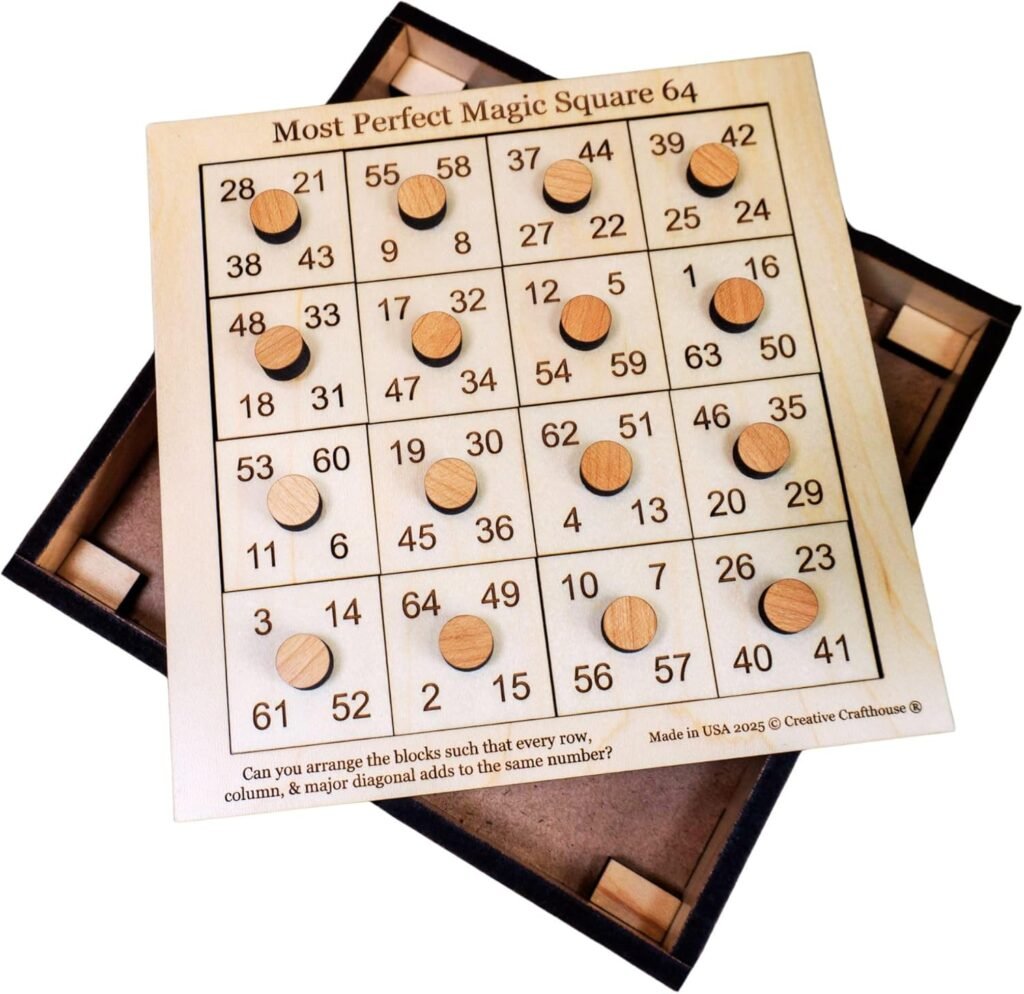 Rompecabezas Cuadrado Mágico 64 de Madera para Adultos 🧠🪵