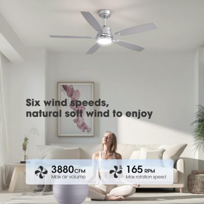 Ventilador de Techo 132 cm con Luz LED, Motor Reversible y Control Inteligente 📱🌬️ - Imagen 4