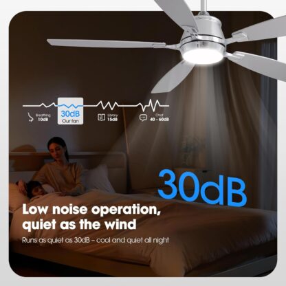 Ventilador de Techo 132 cm con Luz LED, Motor Reversible y Control Inteligente 📱🌬️ - Imagen 6
