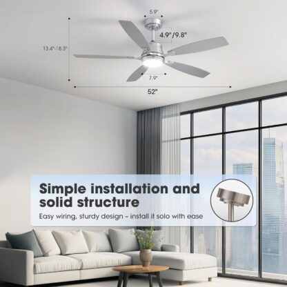 Ventilador de Techo 132 cm con Luz LED, Motor Reversible y Control Inteligente 📱🌬️ - Imagen 7