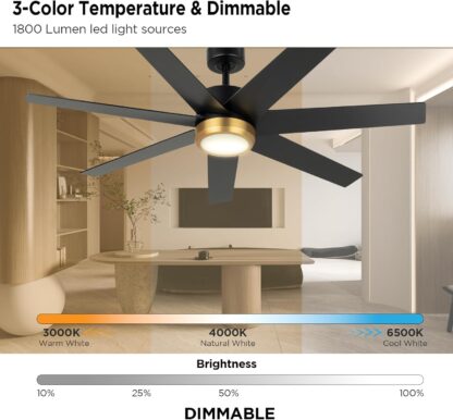 Ventilador de Techo 152 cm con Luz LED y Control Remoto para Interior o Exterior 🌀💡 - Imagen 3