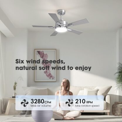 Ventilador de Techo 42 Pulgadas con Luz LED, Control Remoto y App, Ultra Silencioso 🌬️💡 - Imagen 3