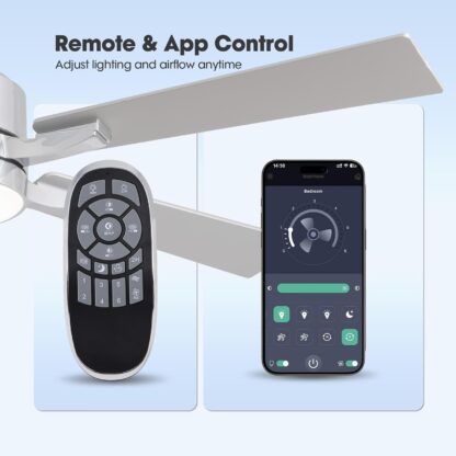 Ventilador de Techo 42 Pulgadas con Luz LED, Control Remoto y App, Ultra Silencioso 🌬️💡 - Imagen 7
