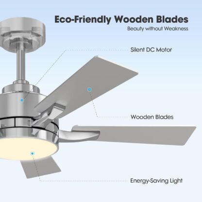 Ventilador de Techo 42 Pulgadas con Luz LED, Control Remoto y App, Ultra Silencioso 🌬️💡 - Imagen 8