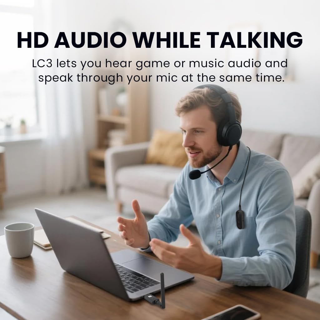 Adaptador inalámbrico USB LE Audio con micrófono para PC y PS5 🎮🎧🖥️ - Imagen 5