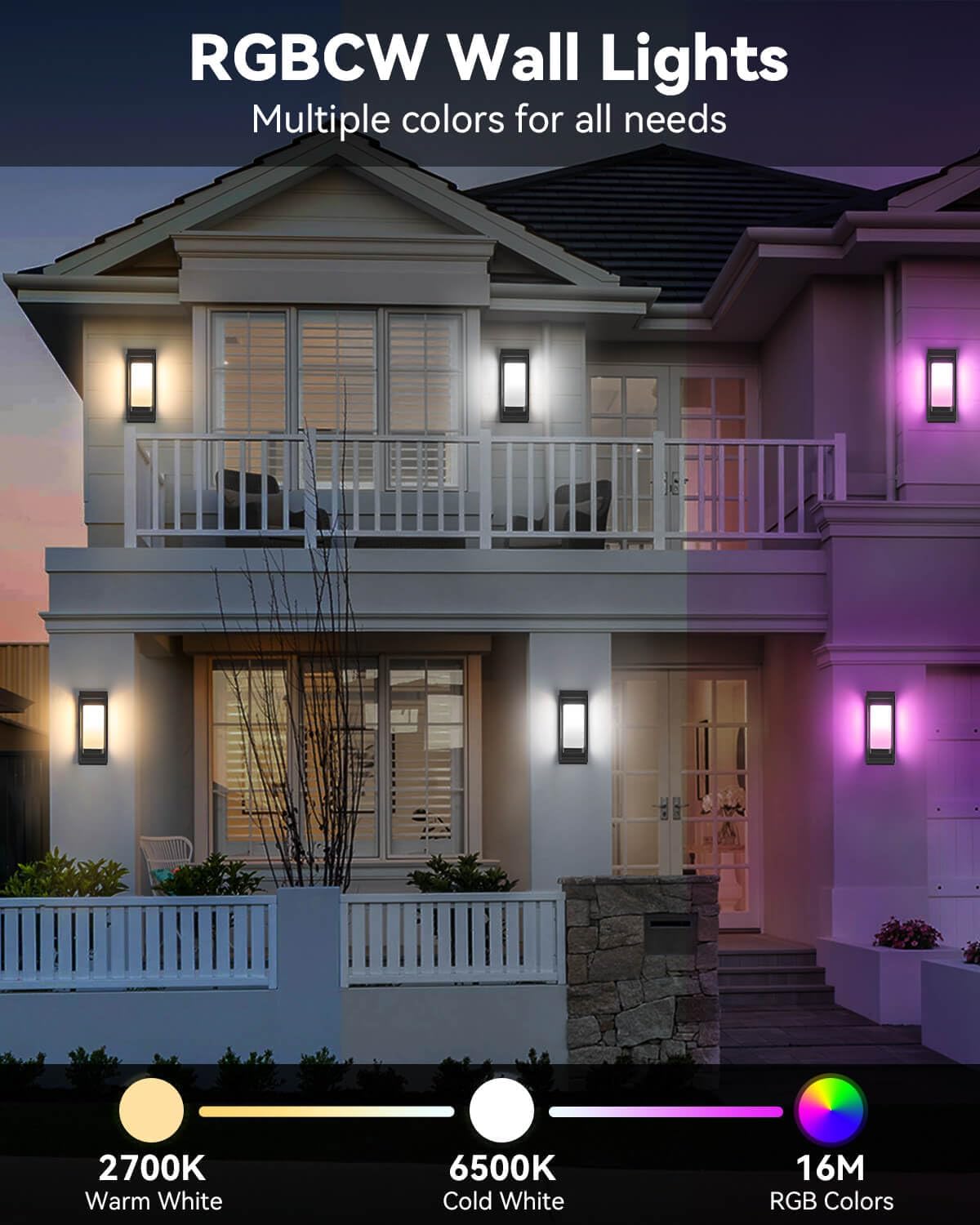 Apliques de Pared Inteligentes RGB para Exteriores 2 Pack con Sensor Crepuscular 🌈📱✨ - Imagen 2