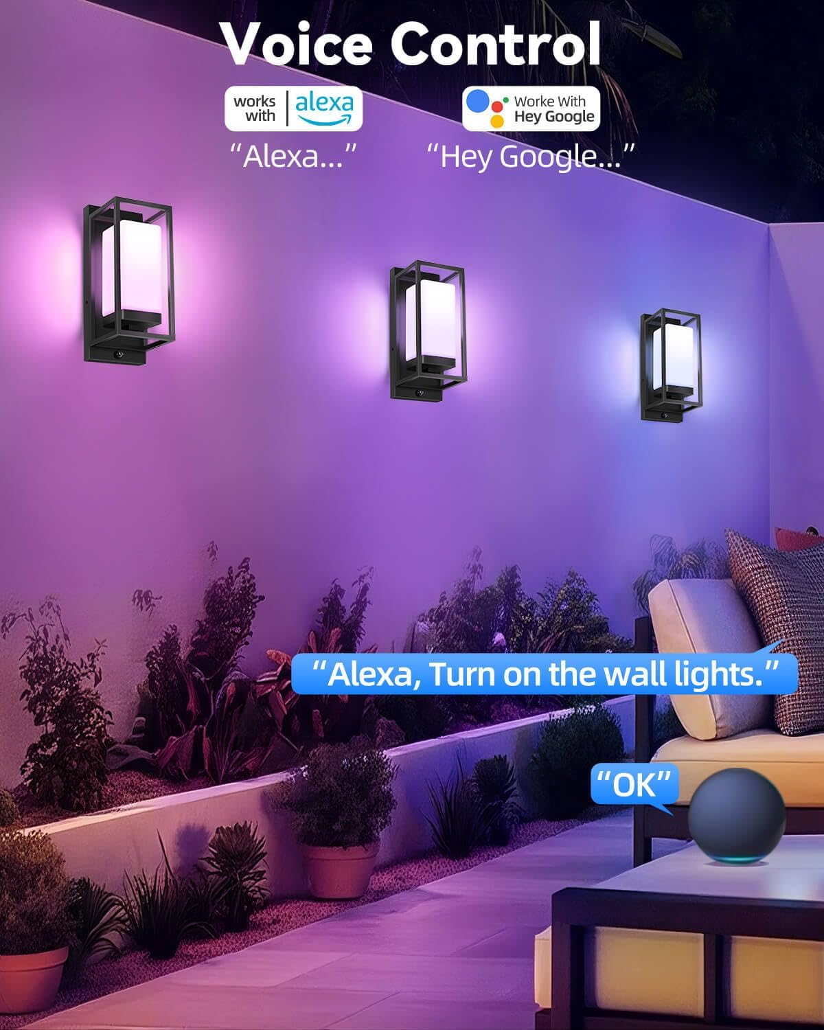 Apliques de Pared Inteligentes RGB para Exteriores 2 Pack con Sensor Crepuscular 🌈📱✨ - Imagen 7
