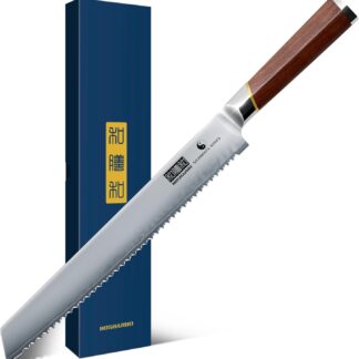 Cuchillo para pan de acero japonés de 10 pulgadas con mango de madera 🌾🔪