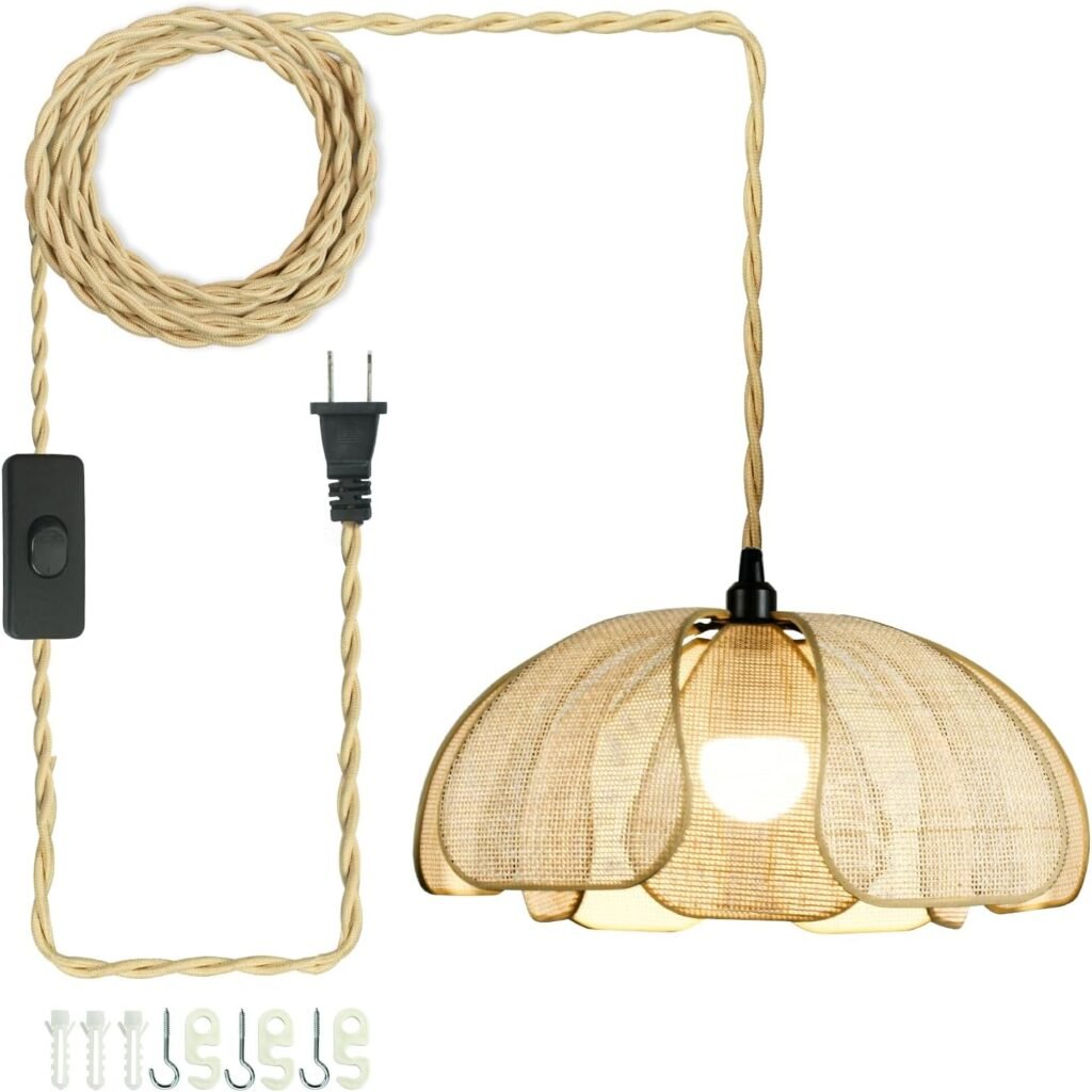 Lámpara colgante de ratán estilo Wabi-sabi japonesa con cable de 5 m 🌿✨