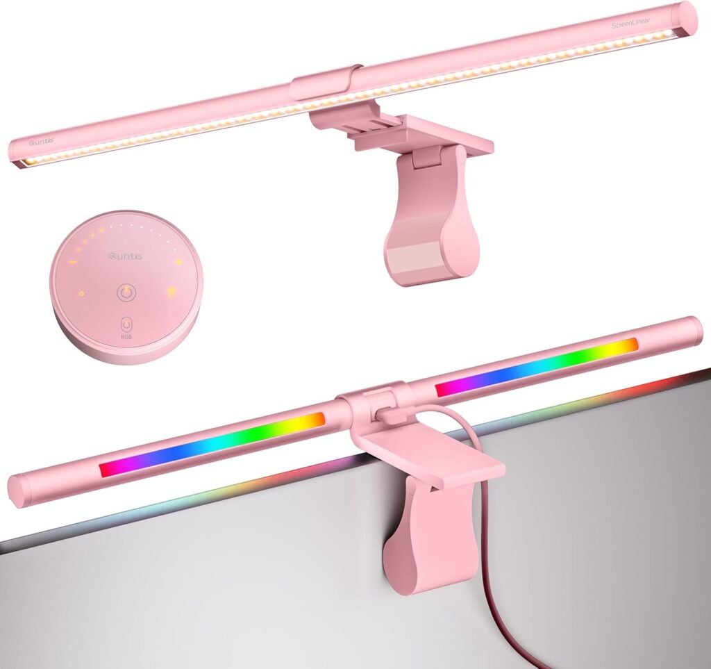 Lámpara de monitor RGB rosa de 51 cm con control remoto y modos gaming 🌈💡