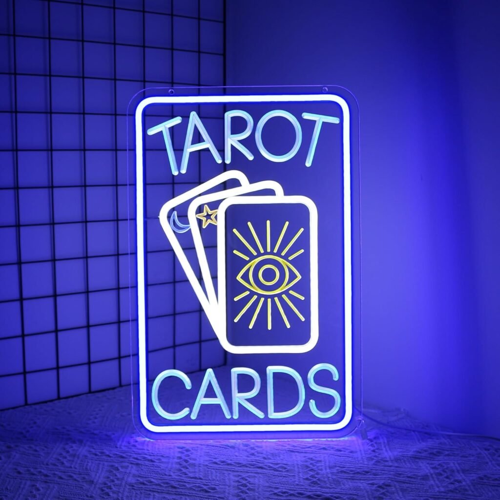 Letrero de neón LED con cartas de tarot para decoración de pared USB 25x25 cm ✨🔮