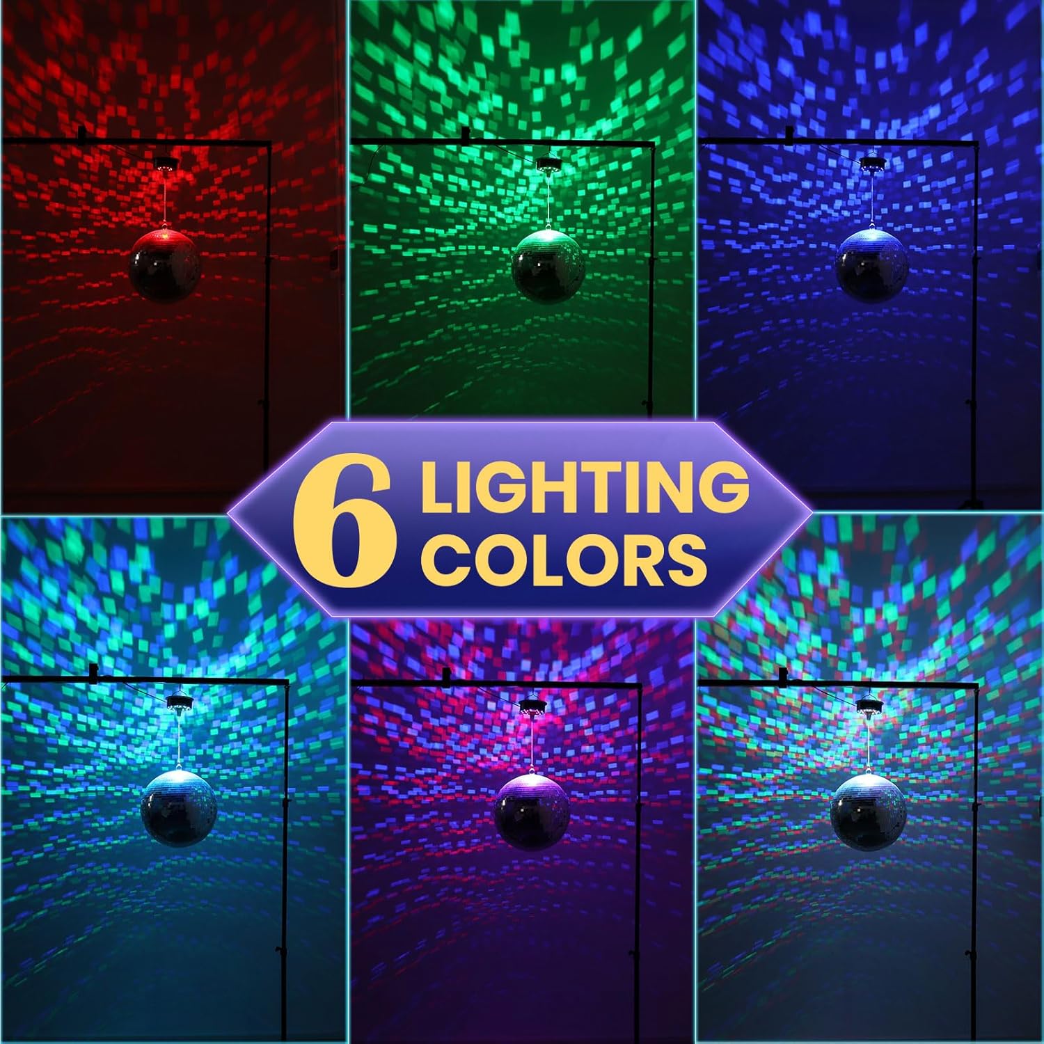 Motor para bola disco con luces RGB, control remoto y velocidad ajustable 🎉✨ - Imagen 3