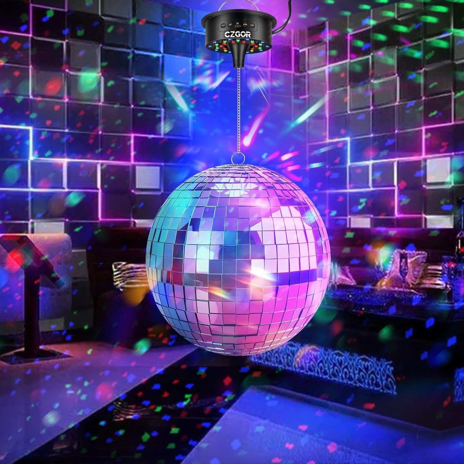 Motor para bola disco con luces RGB, control remoto y velocidad ajustable 🎉✨ - Imagen 6
