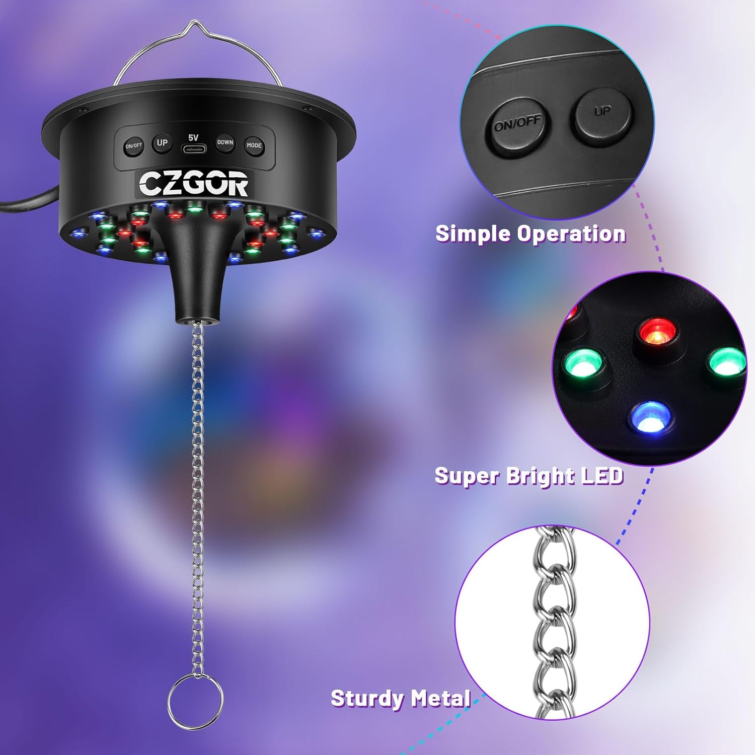 Motor para bola disco con luces RGB, control remoto y velocidad ajustable 🎉✨ - Imagen 7