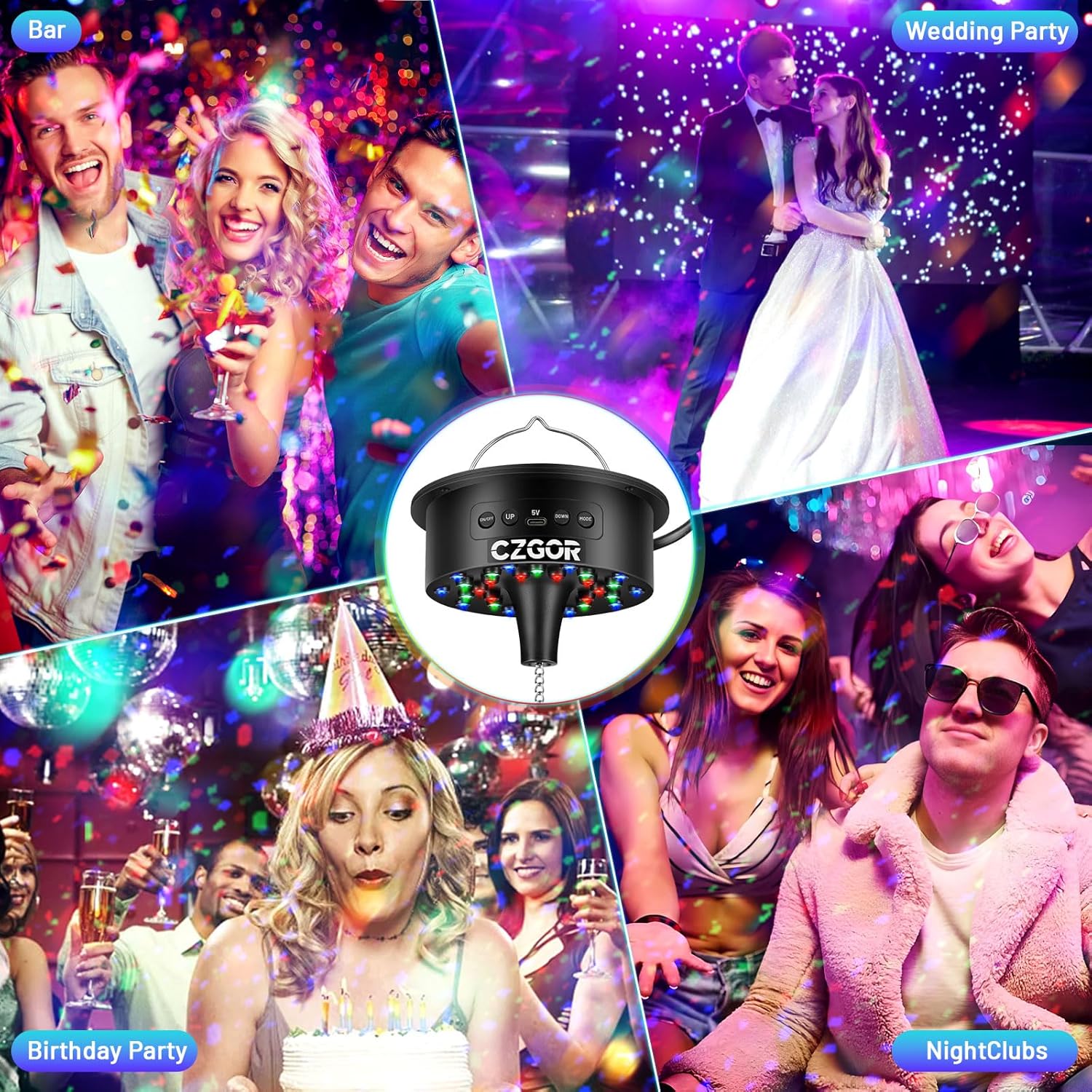 Motor para bola disco con luces RGB, control remoto y velocidad ajustable 🎉✨ - Imagen 8