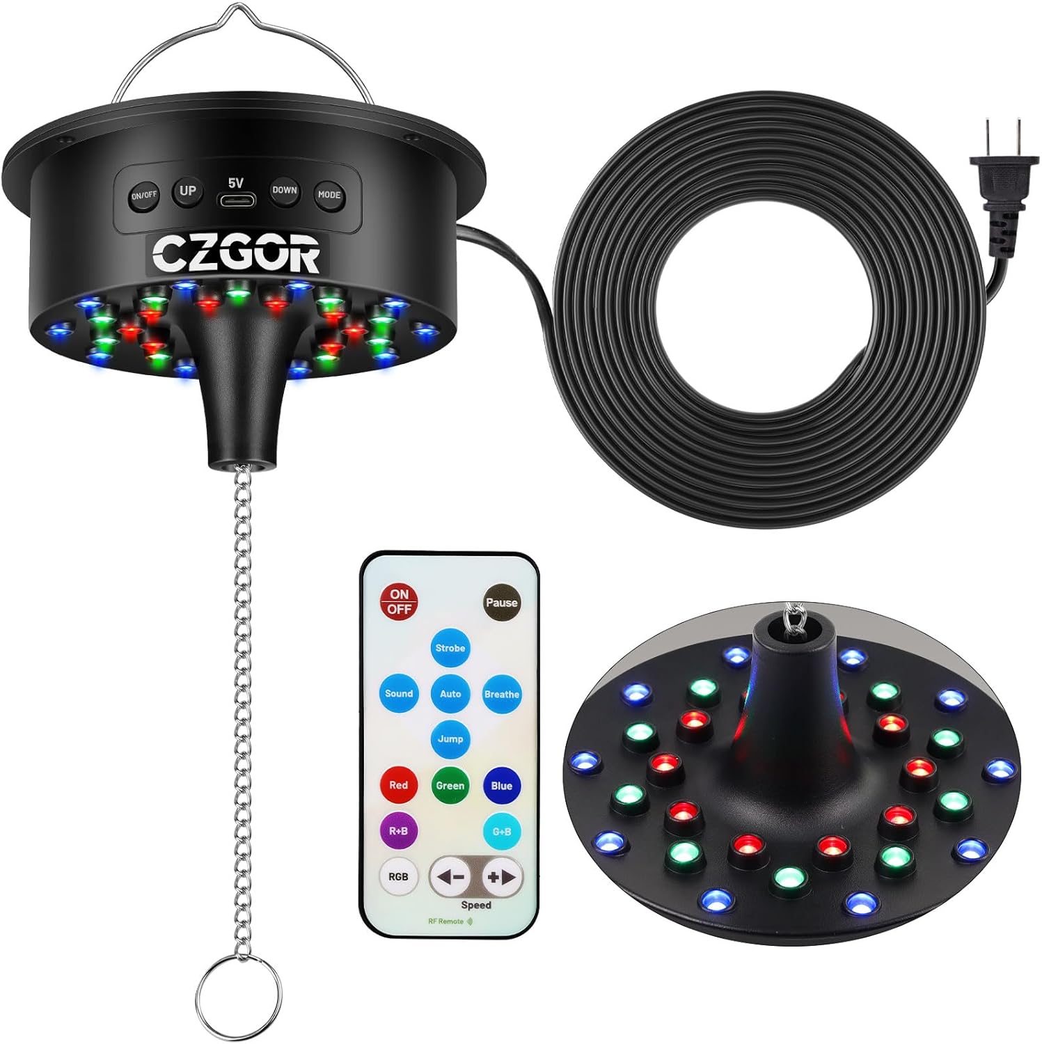Motor para bola disco con luces RGB, control remoto y velocidad ajustable 🎉✨