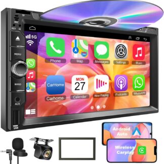Pantalla táctil 7 pulgadas con CD/DVD, Bluetooth, CarPlay, Android Auto y cámara 🚗🎶