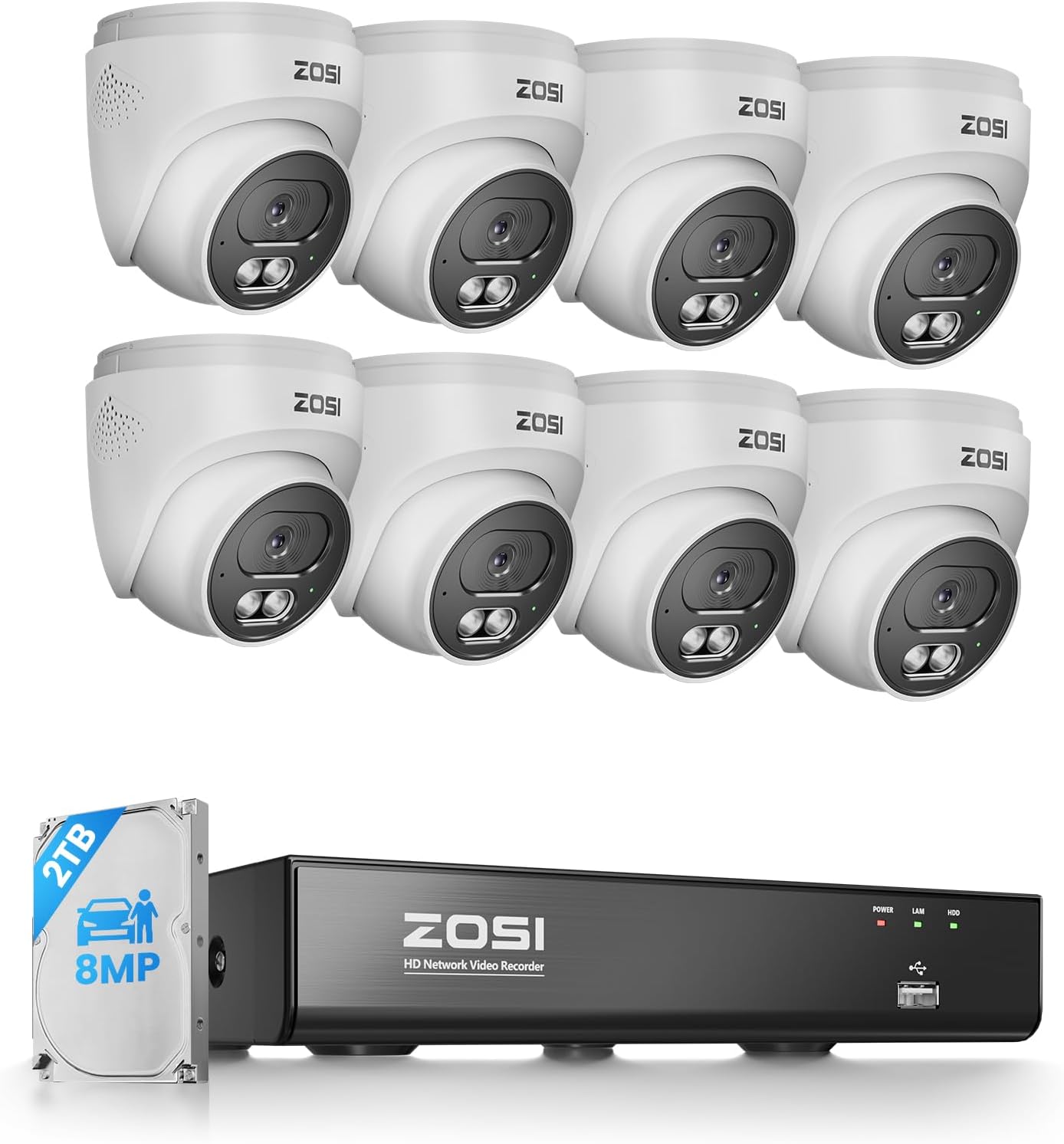 Sistema de cámaras 4K 8MP PoE 8 canales con NVR 2TB, audio y detección AI 🚨📷