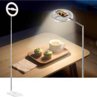 Soporte de teléfono con aro de luz recargable y base estable para grabación 🎥💡